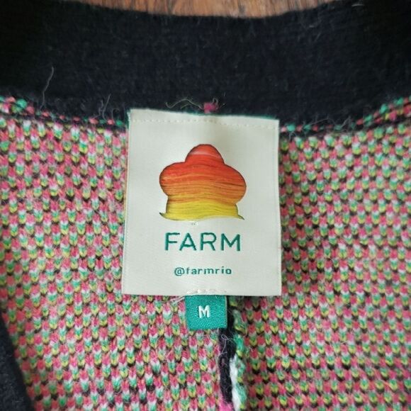 Farm Rio Colorful Mushroom Wool Sweater Cardigan Size M Psychedelic Whimsigoth - Picture 4 of 7